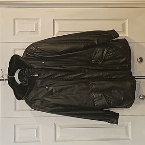 Hooded leather coat size xl